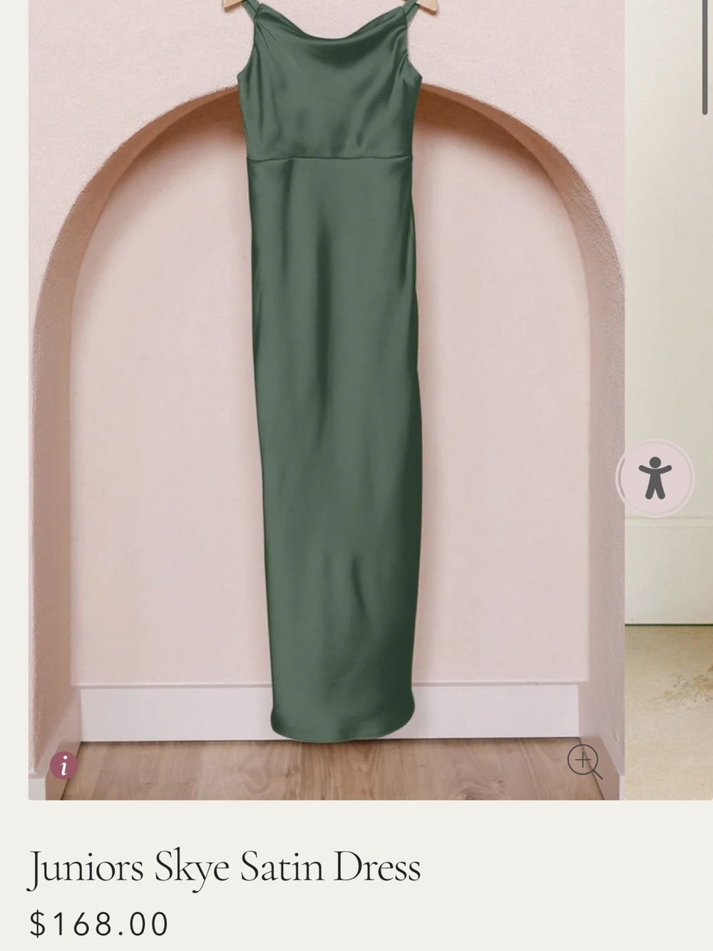 Revelry Olive Green Satin Slip Dress